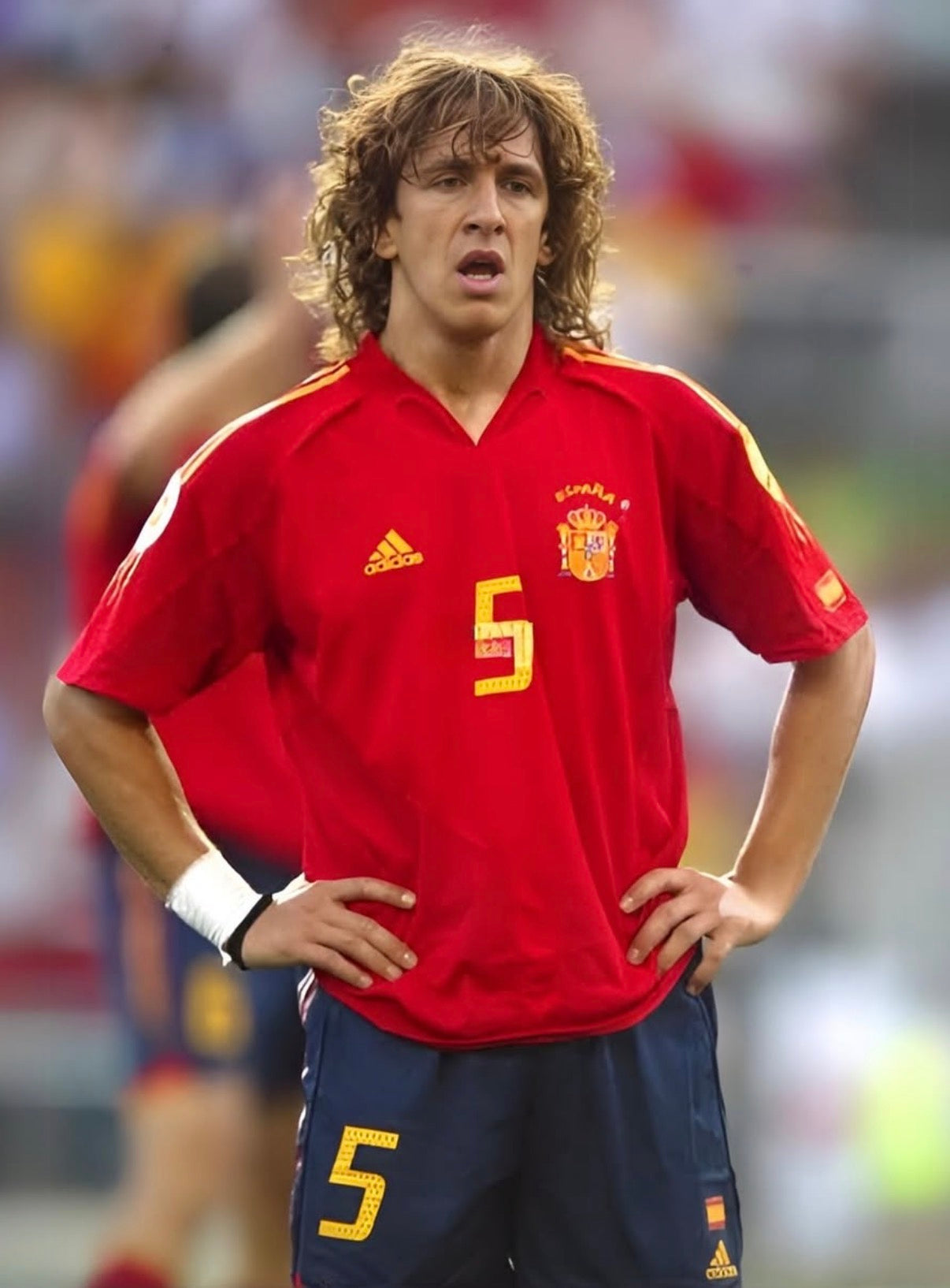 Spain 2004 Puyol #5 Home jersey (L)